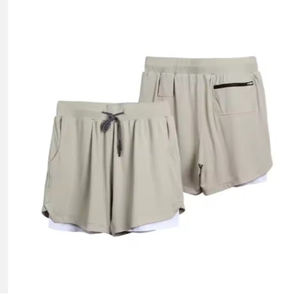 Gym Clothing Men Quick Dry 2 In 1 Gym Shorts Men Polyester Spandex Breathable Shorts Men Liner Running Fitness Shorts