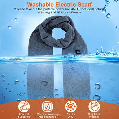 1Pc Electric Heated Winter Scarf USB Heating Neck Wrap Unisex Heated Neck Shawl Soft Warm Scarves 3 Heating Modes For Outdoor Cycling Skiing Skating
