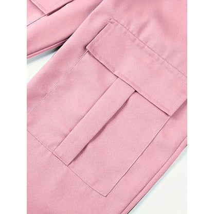 Women's Cargo Jogger Pants Matching With Flap Pockets & Drawstring Waistband