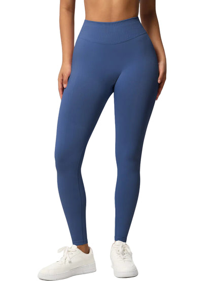 Sexy High Elastic Women's Solid Tights High Waist Workout Yoga Leggings, Scrunch Butt Lifting Elastic Pants, Tummy Control Butt Lifting Workout Yoga Athletic Pants